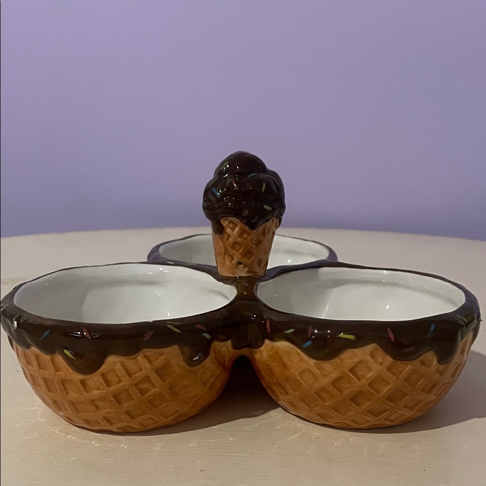 Ice Cream Cone Ceramic Serving Dish